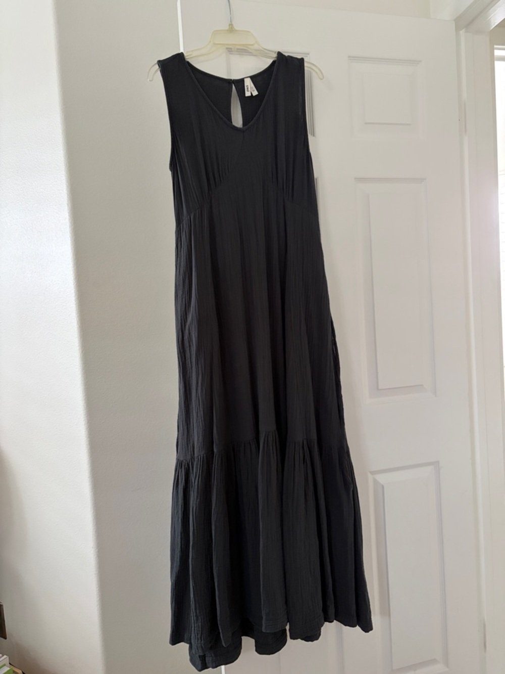Pact Coastal Summer Gauze Beach to Brunch Dress BLACK